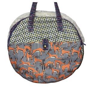 Japanese Brand As Know As De Base Round Eclectic Wildebeest Print Shoulder Bag